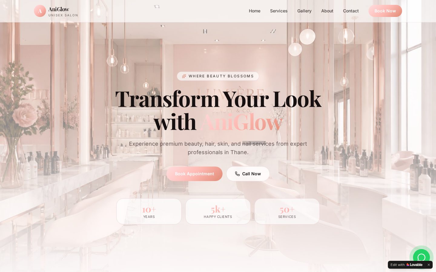 Ani Glow Salon website preview