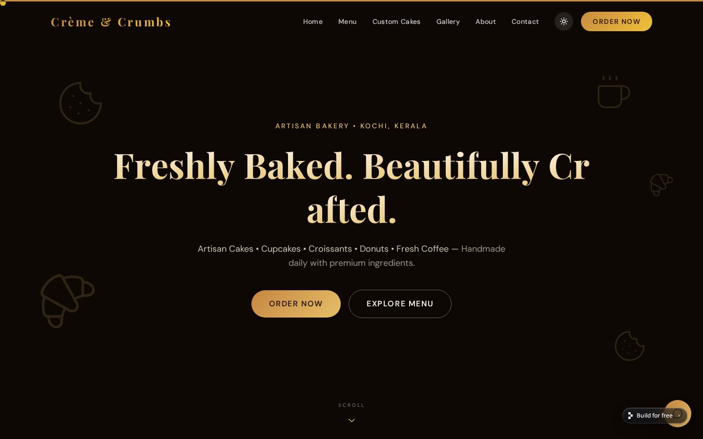 Creme & Crumbs website preview