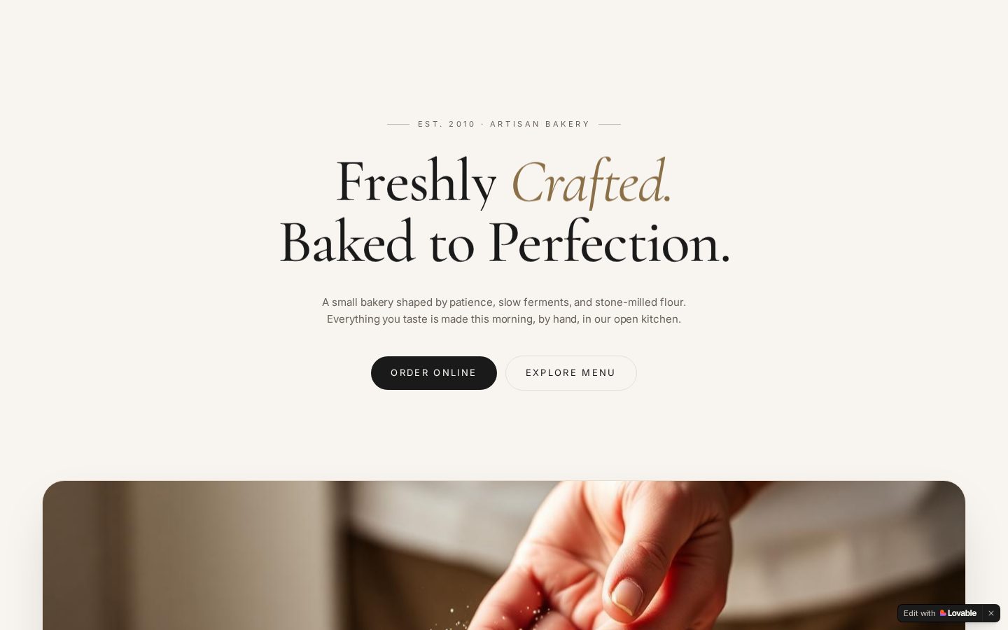 Elevate Bake Studio website preview