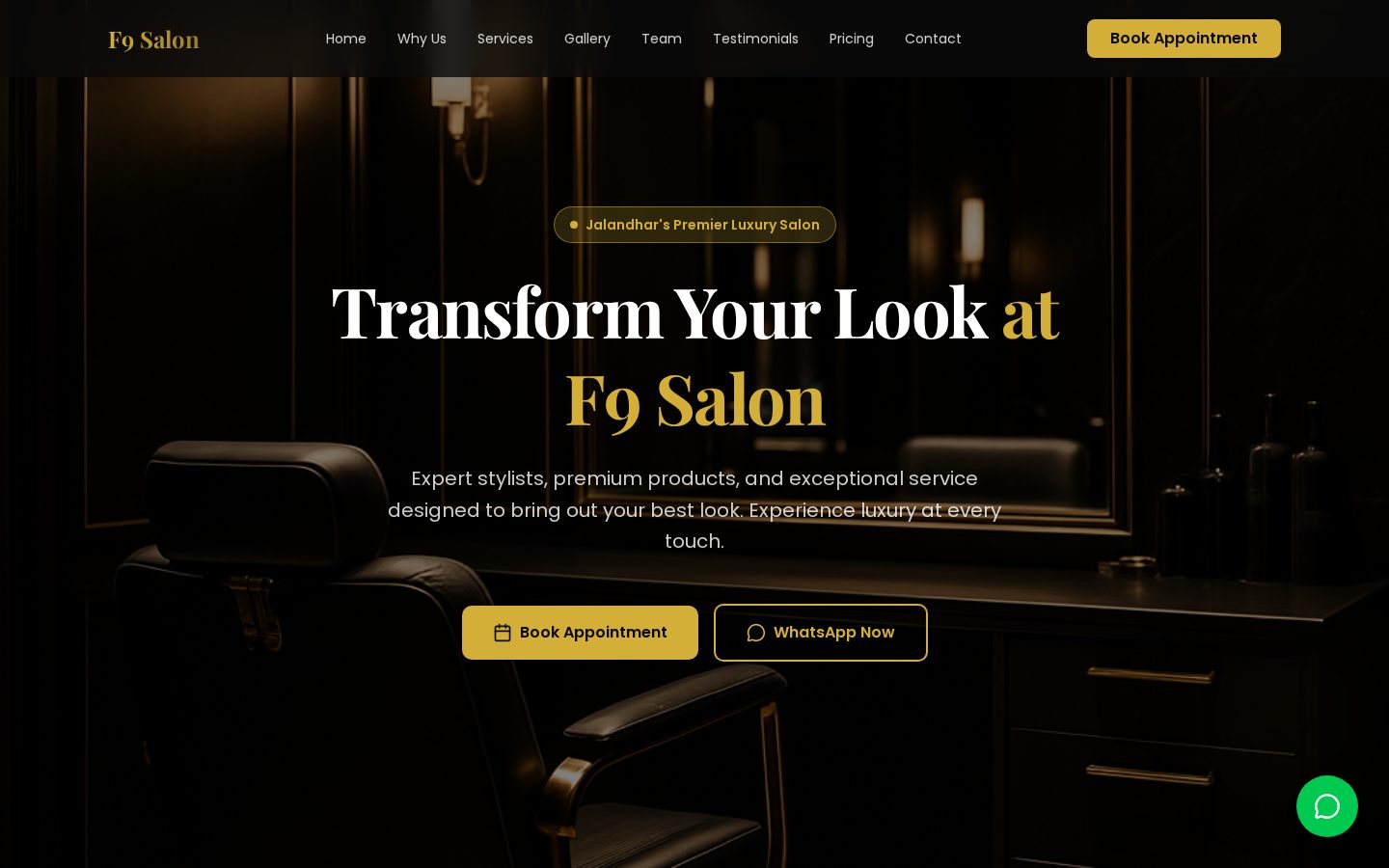 F9 Luxury Salon website preview