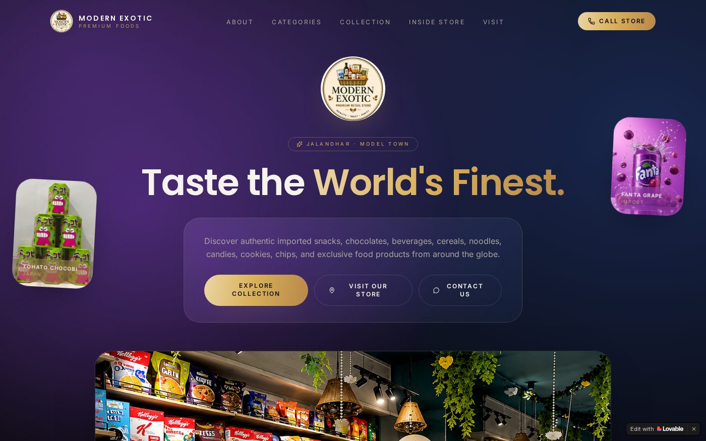 Modern Exotic Premium Foods website preview