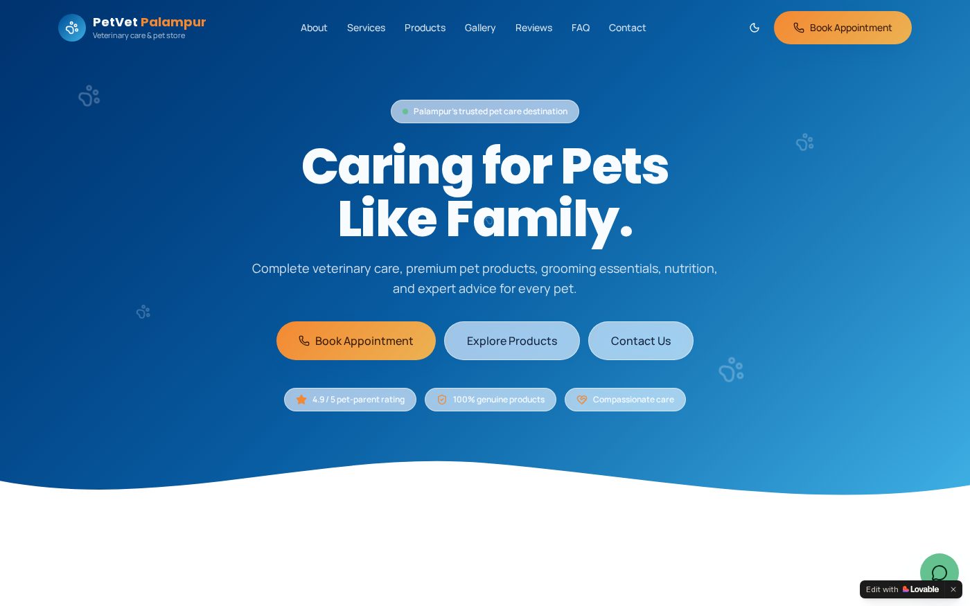 Pet Vet Store website preview