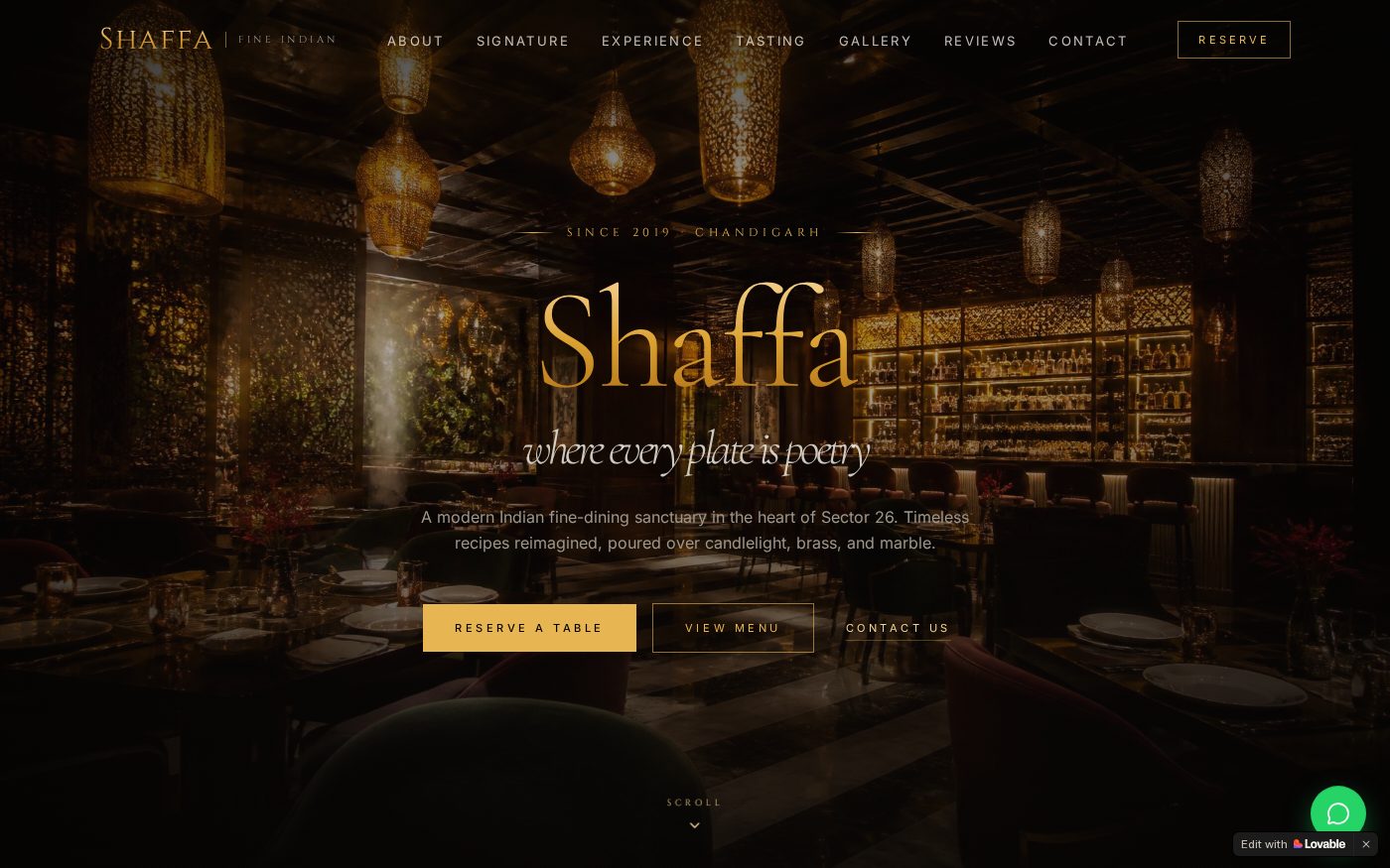 Shaffa Restaurant website preview